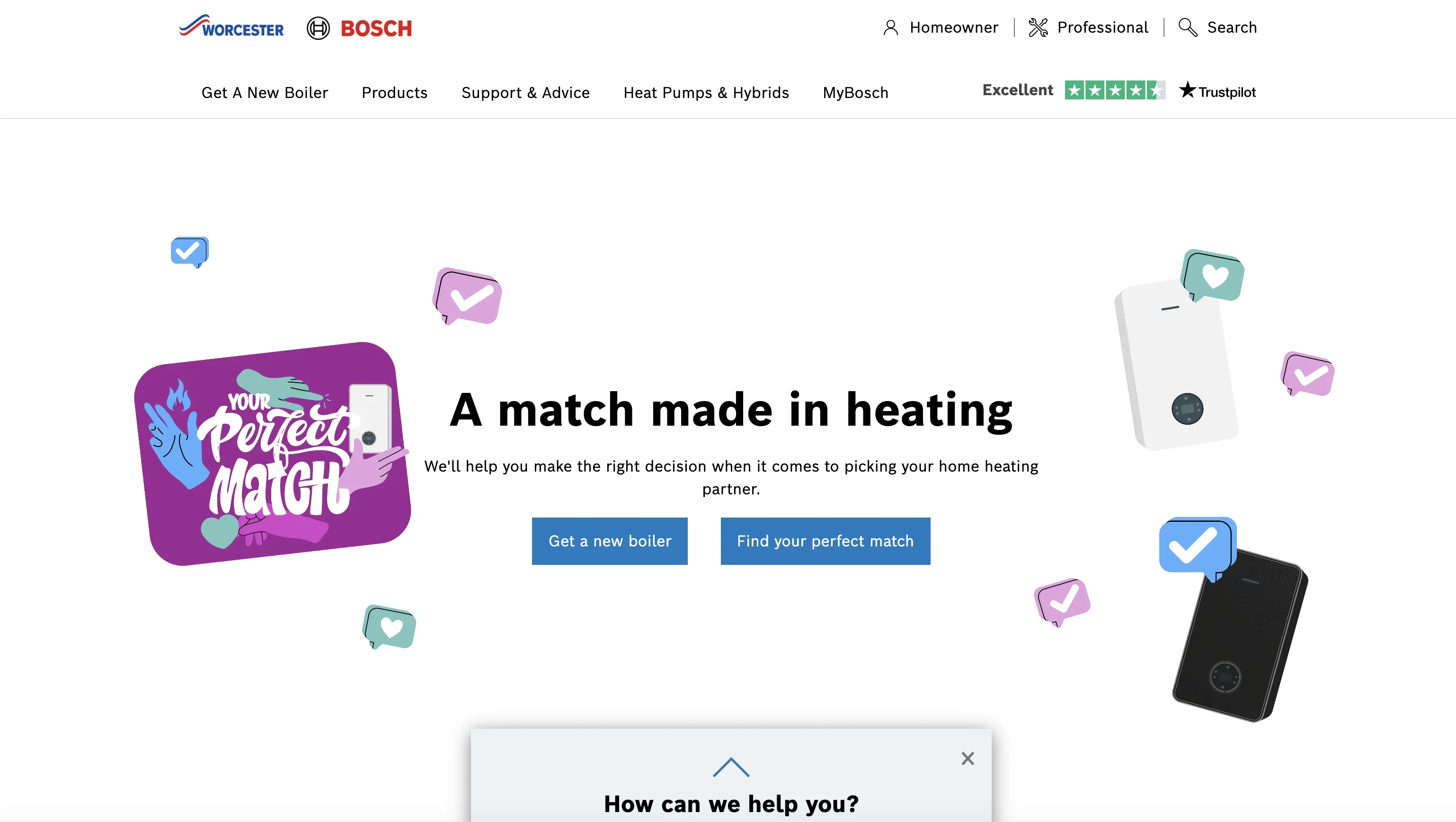 Worcester Bosch website screenshot